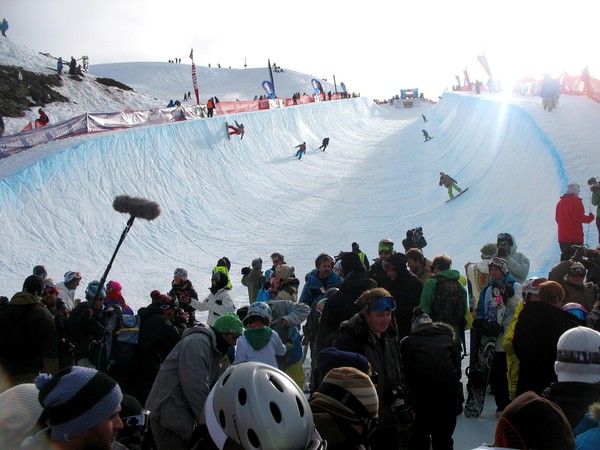 The Burton Open Halfpipe at Cardrona, post competition